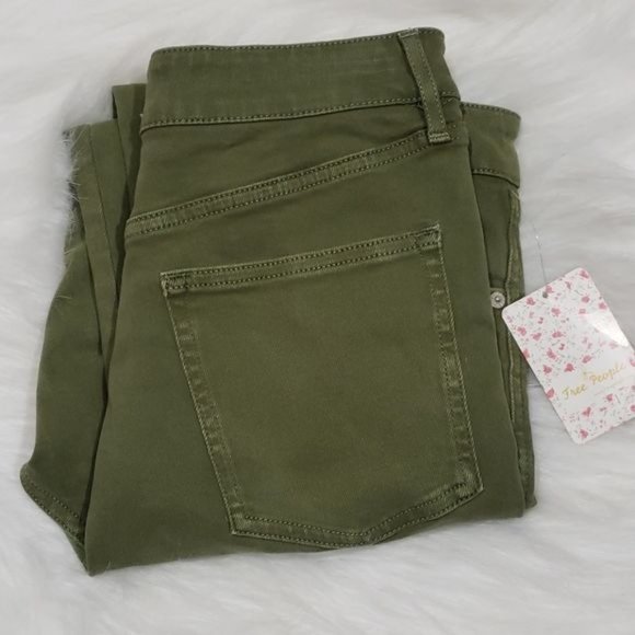 Free‎ People army green raw hem high rise jeggings NWT woman's size 30 - Picture 8 of 8